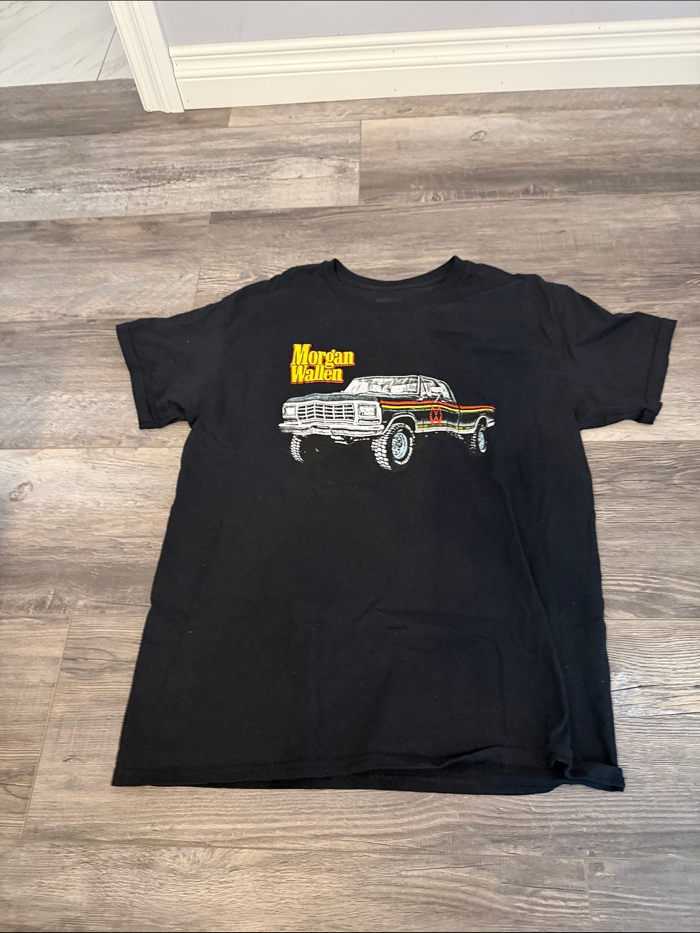 Morgan Wallen Black Short-Sleeve Graphic Tee with Truck Motif